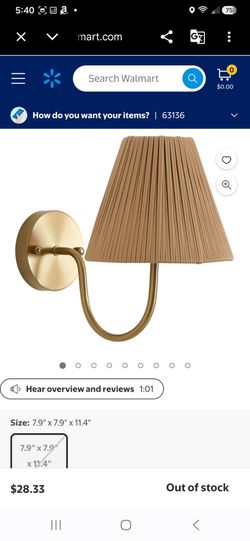 Gold Wall Sconce with Pleated Shade