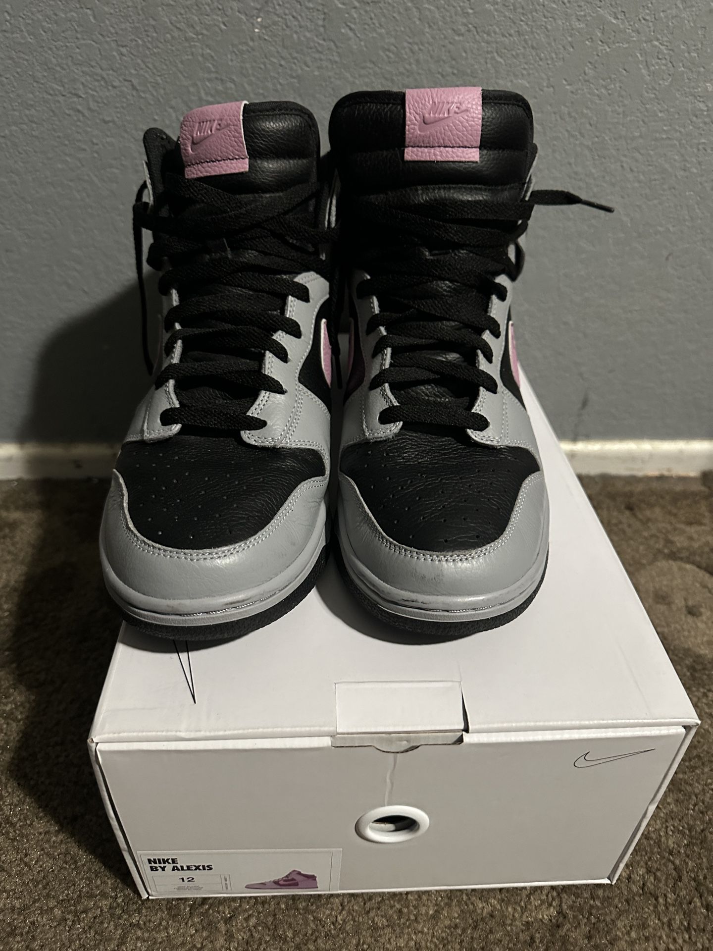 Nike Dunk High ID by YOU Grey/Black/Pink Custom Shoes Sz 12 Worn Once