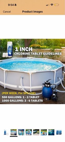 2 for $10 XtremeClear 1" Chlorine Tabs Swimming Pool Hot Tub & Spa Eliminate Bacteria & Algae Sanitizer Makes Water Clean & Crystal Clear Slow Dissolv