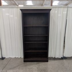 Howard Miller Dark Wood Five-Shelf Bookcase with Crown Molding