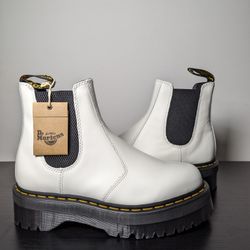 Dr. Martens 2976 Quad Platform Chelsea Boots White Leather US Womens 9 / Mens 8