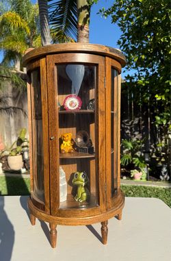 Vintage 22” Wood/Glass Mini Trinket Display Case Tabletop Wall Hanging Home Decor