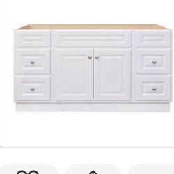 Glacier Bay Hampton 60 in. W x 21 in. D x 33.5 in. H Bath Vanity Cabinet without Top in White
