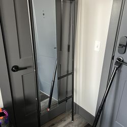 Entry Way Rack With Mirror And Coat Hooks