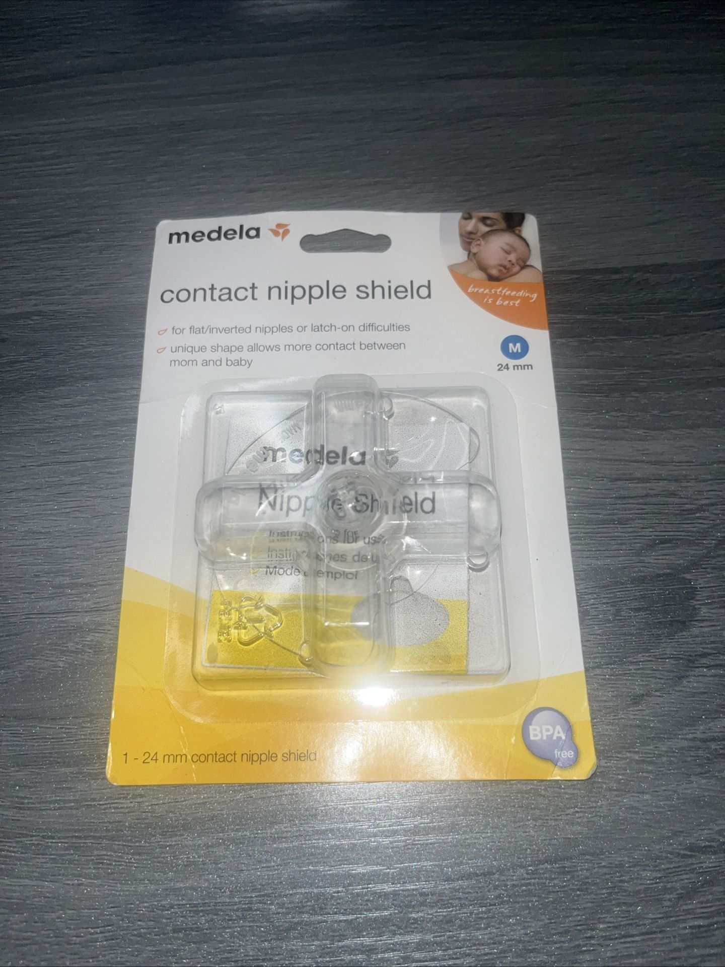 (1) Medela 24mm Contact Nipple Shield New In Retail Box Medium M 24 mm #67203