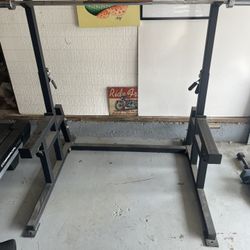 Squat Rack, Weights, Flat Bench