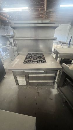 Four (4) Burner Range And Chef Base Refrigerator