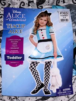 Disney Teacup Alice Toddler Costume Size 3-4