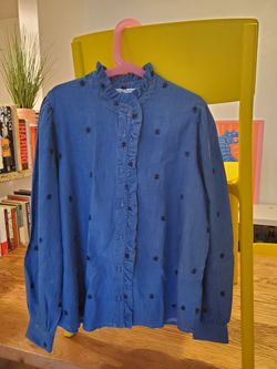 Blue Denim Shirt With Embroidery