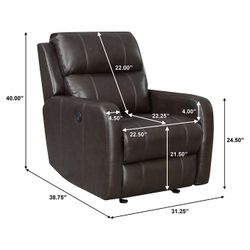 Larkin leather 2025 power glider recliner