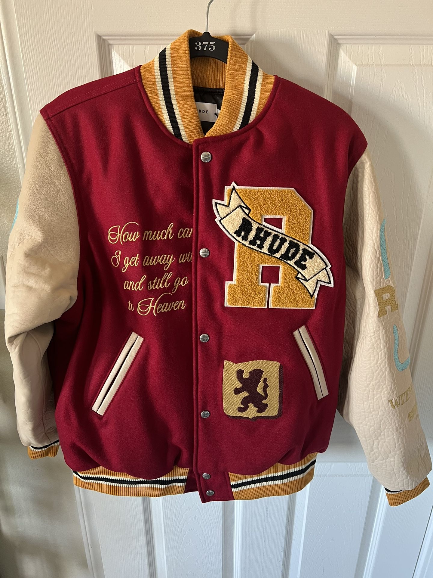 NWT RHUDE Bordoux & Creme Le Valley Varsity Jacket Size XL $3350