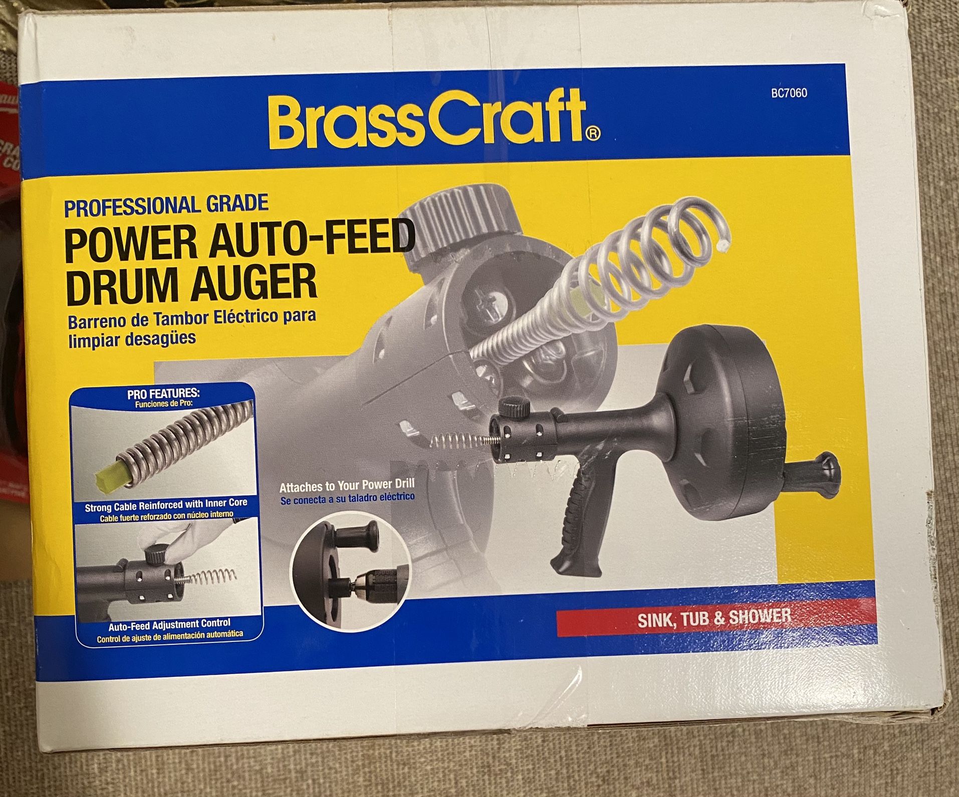 NEW Brass Craft Auto Feed Drum Auger