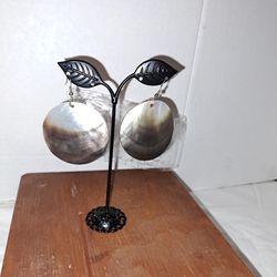 Round iridescent color pierced earrings. New