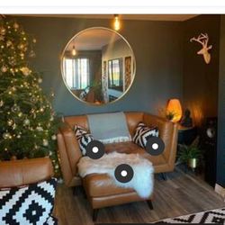 24" Round Gold Framed Mirror