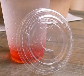 1,000ct x 12-24oz Clear plastic flat lids with Straw opening