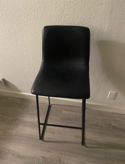 Modern Black Faux Leather Counter Height Bar Stools (Sled Base)