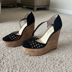 Jessica Simpson Black Woven Marshela Wedge Heel Size 6 