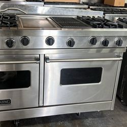Viking 48”Wide Gas Range Stove Stainless Steel With Grill And Griddle 
