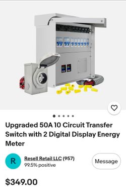 50A 10 Circuit Transfer Switch with Digital Energy Meters