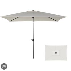Grand patio 6.5 x 10 FT Rectangular Patio Umbrella, Outdoor Table Market Umbrella with Push Button Tilt/Crank for Pool Yard Deck, Cream-White