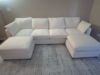 Chenille White Sectional