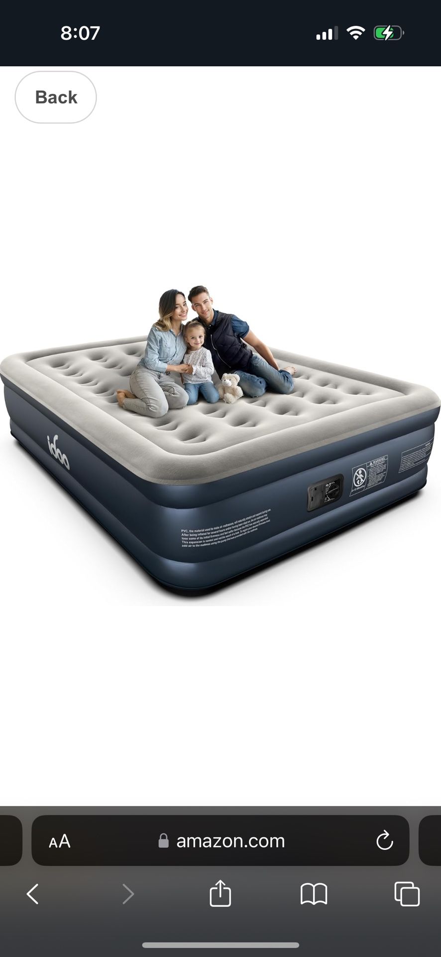 Queen Air Mattress with Built in Pump, 18" Raised Comfort Blow up Mattress, Upgraded Four Chamber Airbed, Durable Inflatable Mattress for Guests & Hom