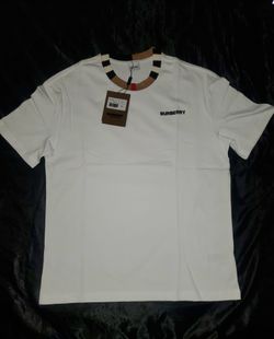 Burberry Icon Stripe Trim Cotton T-shirt, White, Size S, M, L & XL