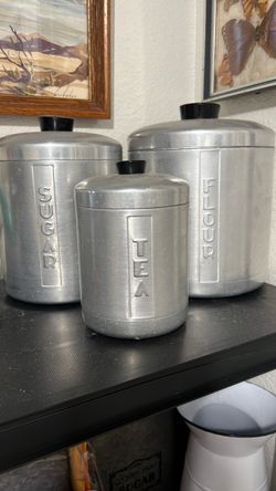 Vintage Aluminum Canister Set of 3
