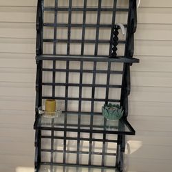 Glass and metal shelves