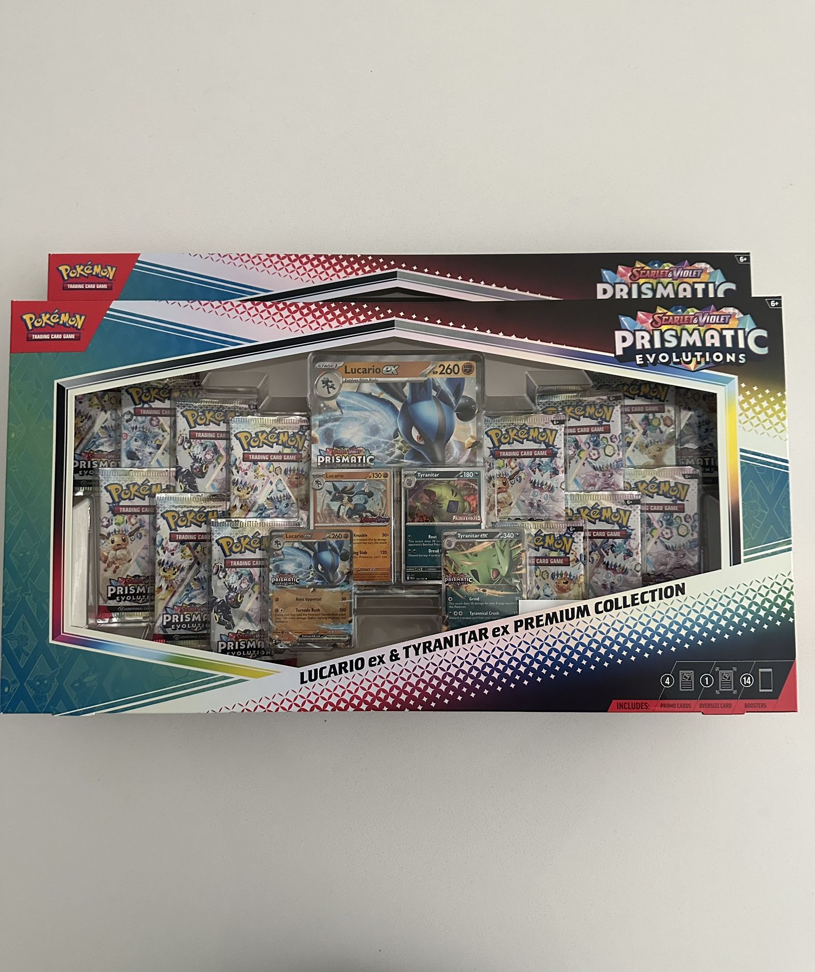 Pokemon TCG Prismatic Evolutionsuuu Lucario Ex + Tyranitar Ex Premium Collection