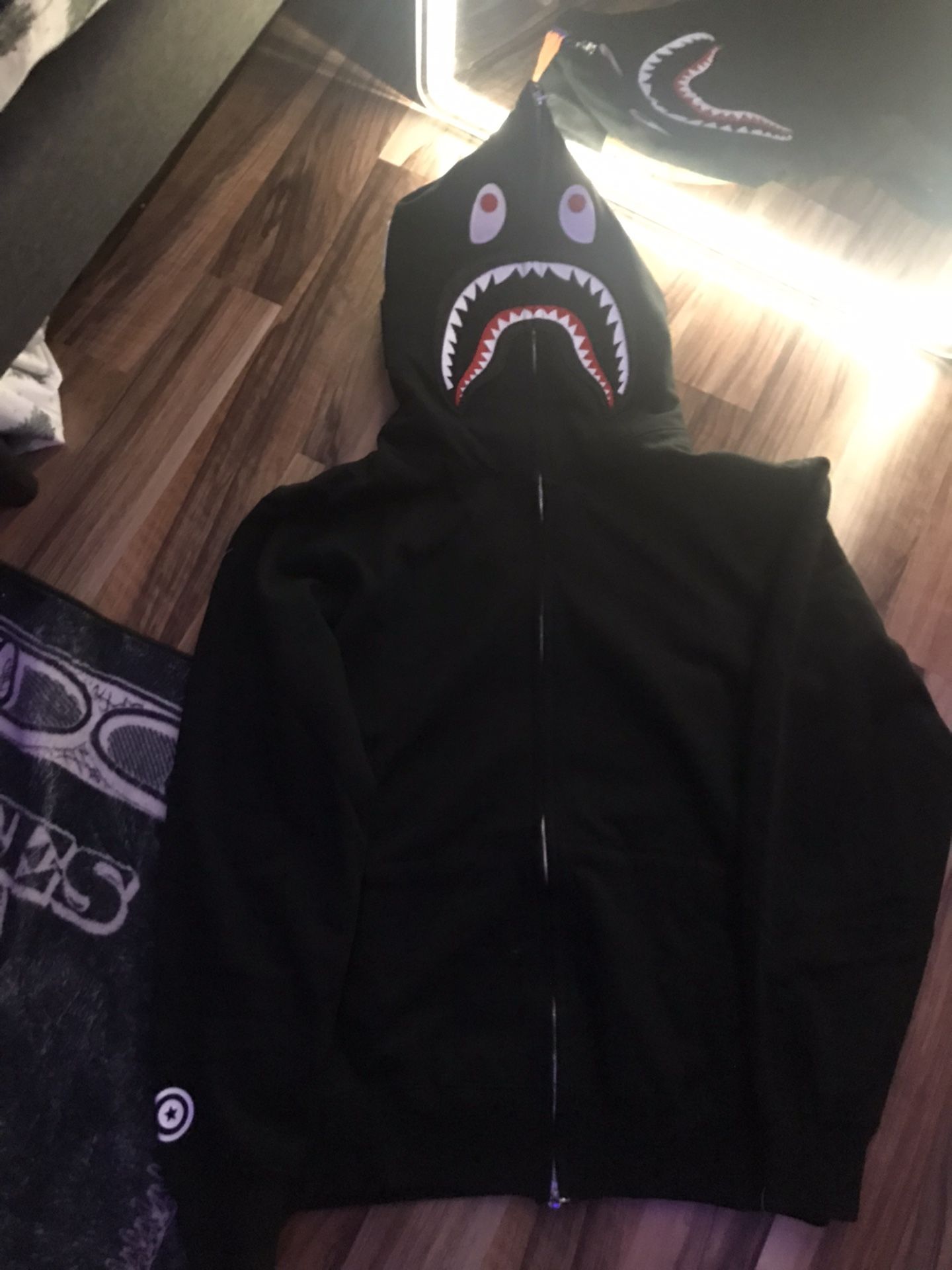 Plain black bape hoodie