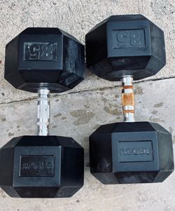 85LB Rogue Rubber Hex Dumbbells - Pair