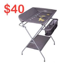 Kinbor Baby Changing Table, Folding Diaper Station Nursery Organizer for Infant (Grey)ryt0092
