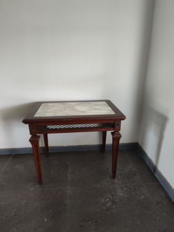 Wooden marble accent table