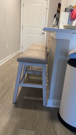 Backless Bar Stools with Upholstered Seats – Set of 2