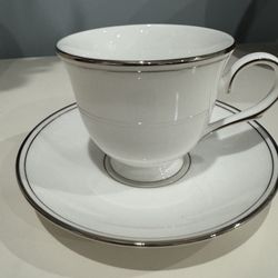 Lenox Federal Platinum coffee cup and saucer, set of 8