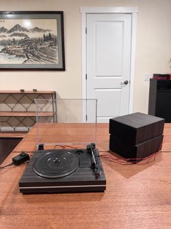 Record player with two speakers