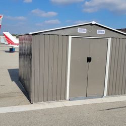 Sales $395!!!  (New in box) 8’ L x 10’ W x 6.’ H galvanized steel Metal Storage Shed Outdoor Garden Backyard 8’x10’ Storage.