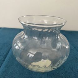 4” Indiana Glass Top Round Clear Glass Bowl Vase , lightly swirl pattern