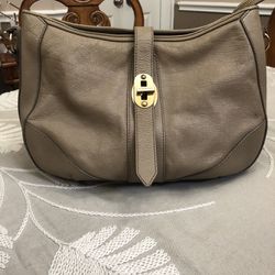 Burberry Bartow Hobo Style Beige Leather Shoulder Bag