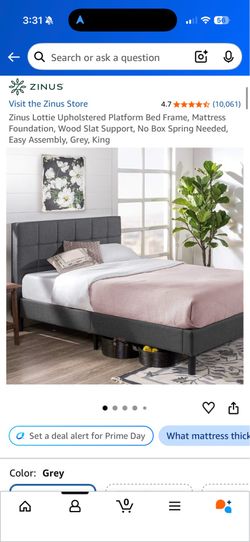 King Size Upholstered Platform Bed Frame – Dark Gray $175 OBO