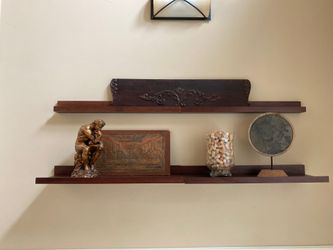 Pottery Barn mahogany floating shelves