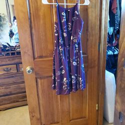 Purple Floral Mid Length Dress 