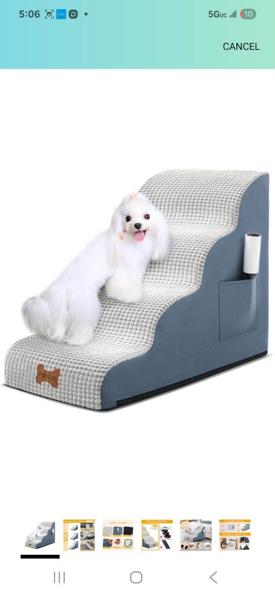 4 Step Dog Stairs with Removable & Washable Cover