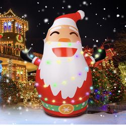 New in box 5FT Christmas Inflatables Outdoor Santa, Colored LED Light-Filled Santa Claus with Remote Control, for Holiday Xmas Party, Indoor, Garden, 