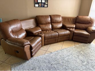 Leather reclining U shape sofa