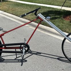 Custom Built Chopper Bike. Rides Excellent!! Custom Paint. Inter Grated Kick Stand Holder. Entire frame and handlebars made of square tube. Side exhau