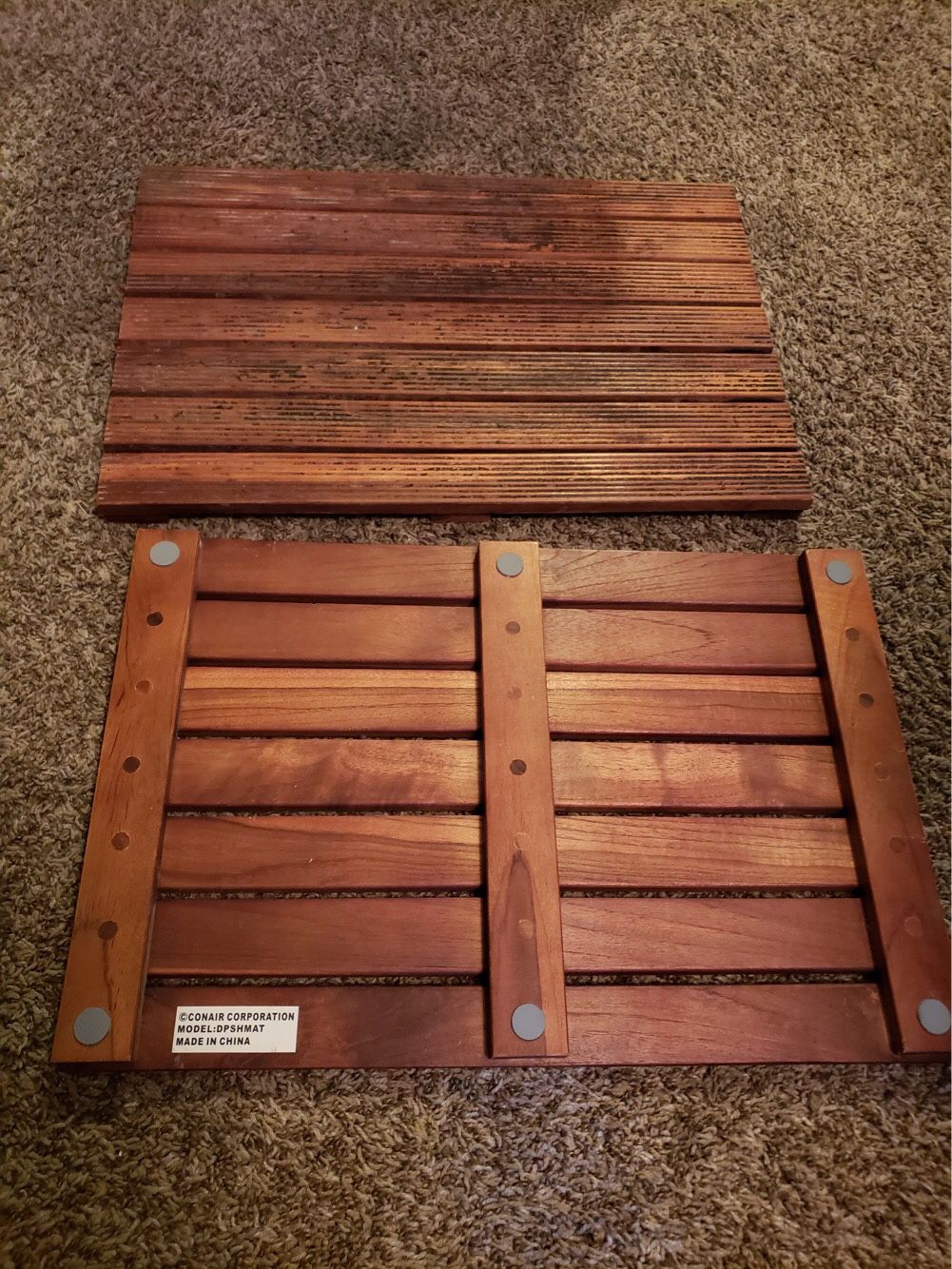 2 wooden spa and sauna footing or sitting boards