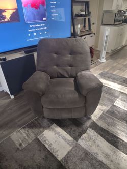 Grey microfiber rocker recliner