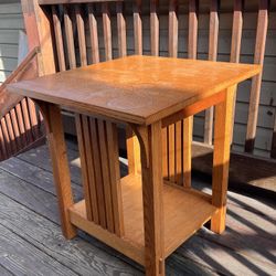 Mission Style Solid Oak Wood End Side Table 26” L x 24”W x 26”H - Nice!